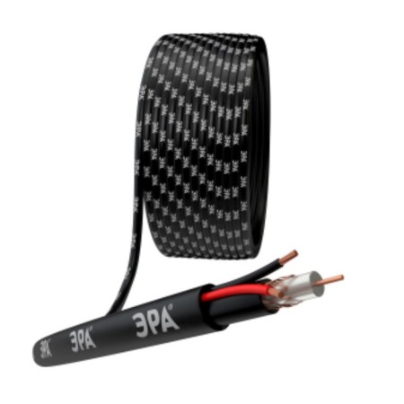 Cable for analogous video surveillance era KVK-P-2+2x0.75 mm2 Bay 200 meters, black