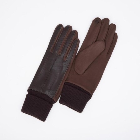 Gloves are female, dimensionless, without insulation, brown color