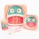 A set of children's utensils from the bamboo “Owl”, 5 objects: plate, bowl, glass, cutlery