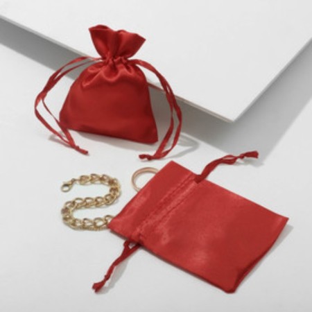 Satin gift bag, 7 × 9 cm, red color-1