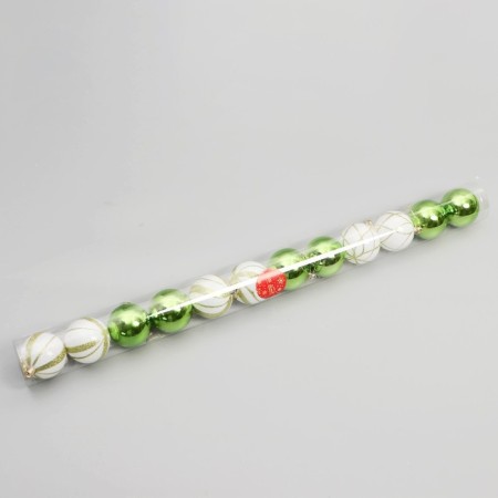Set of balls plastic D-6 cm, 12 pcs "Agnet" waves, white-green-1