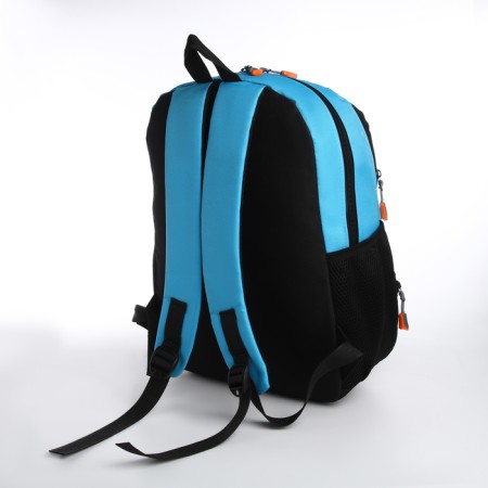 School backpack, 2 lightning departments, 3 pockets, black/blue color-3