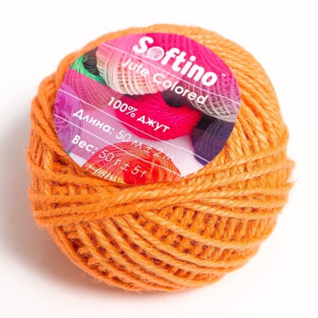 Yarn 100% juts "Softino Jute Colored" 50m ± 2m orange 50 g