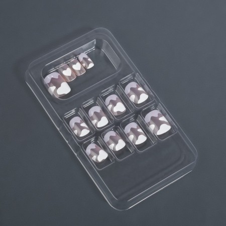Follow nails “Cloud”, 12 pcs, with adhesive plates, shape soft square, white/purple/transparent color-5