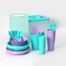 A set of dishes for a picnic for 6 people “All at the table - 2”, 52 items, color mix