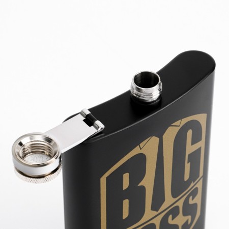 Big Boss alcohol flask, stainless steel, gift, 240 ml, with a funnel-3