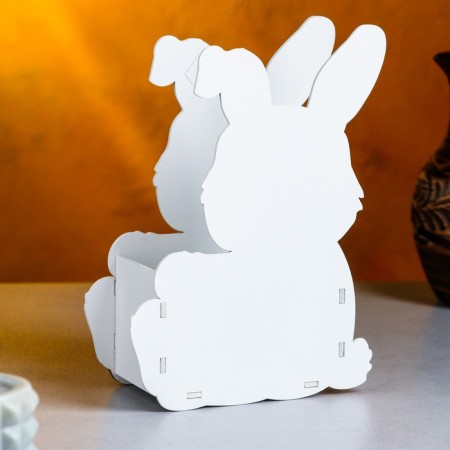 Kashpo wooden "Bunny with a bow", 13.5x7x19.5 cm, oak, white-1