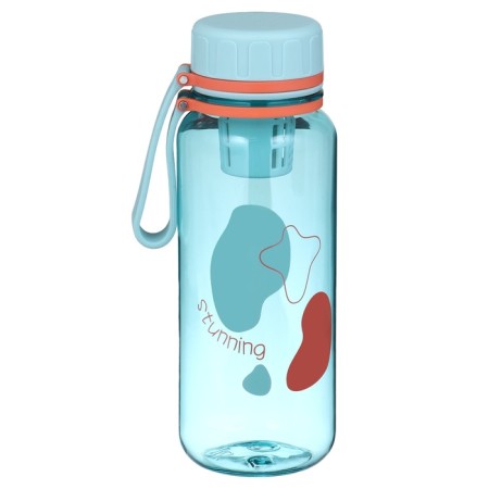 Water bottle, 600 ml, 20 x 7 cm, with sieve, blue