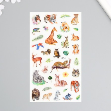 Plastic sticker "Wild animals" mix 10x21.5 cm-2