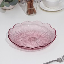 A dish of colored glass, d = 22 cm, h = 4 cm, pink color