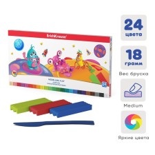 Plasticine 24 colors, Erichkrause Cosmic Monsters, Premium, Stack, 432 g