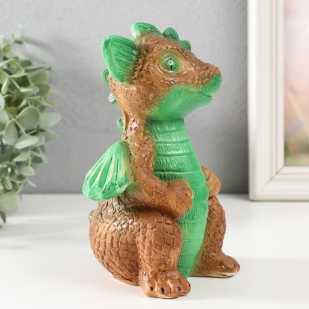 Piggy bank "Dragon" 18x10x10 cm, green-brown-1