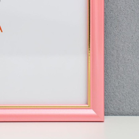 Photo frame plastic 25x35 cm, pink with gold (plastic screen)-1