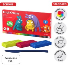 Plasticine 24 colors, 432 g, Erichkrause 