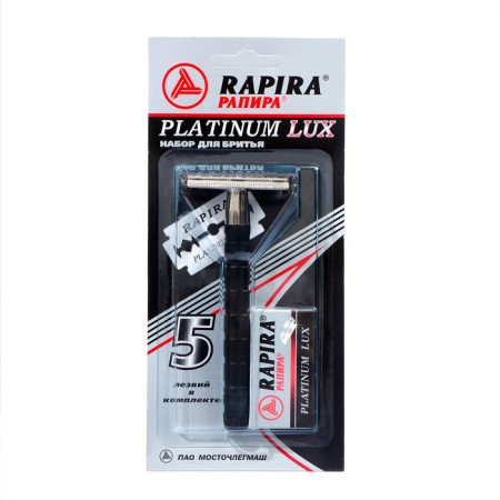 T-shaped razor Rapira "Platina Lux" + 5 blades, 3 packages