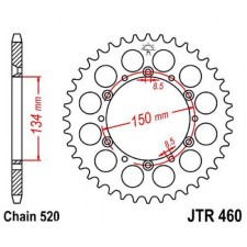 The rear star (driven) JTR460 for a steel motorcycle, chain 520, 47 teeth