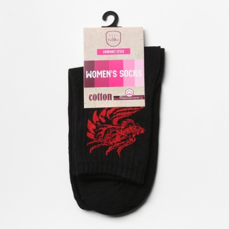 Socks "Dragon", black/red color, size 29-2