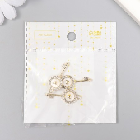 Decor for creativity metal, enamel, rhinestones "Ceyes with the heart in the middle" 3.1x1.3 cm-4