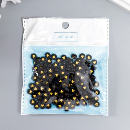 A set of beads for creativity plastic "Golden Heart on a Circle" 20 grams 0.7x0.7x0.4 cm-2