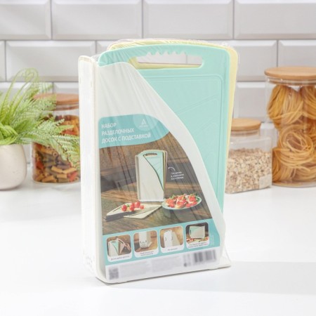 A set of cutting boards on a stand, 3 pcs, 32 × 20 cm, white color-4