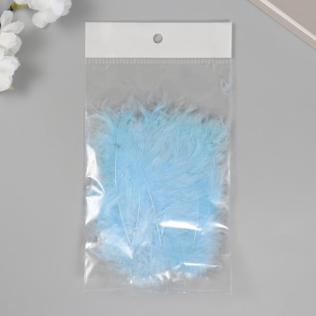 Pen decorative goose downy "Blue water" set 40 pcs h = 10-15 cm-3