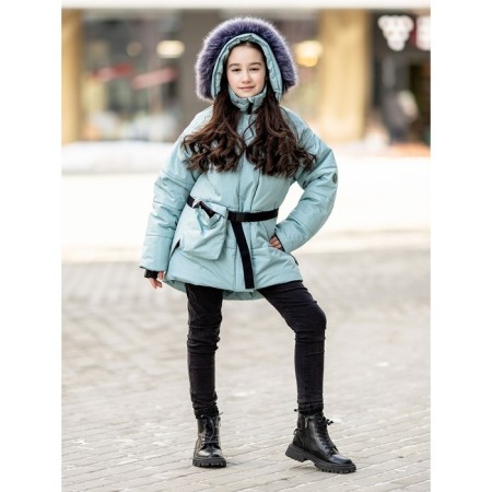 Jacket for girls, height 170 cm, green color-1