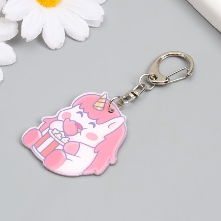 Acryl keychain "Unicorn and popcorn" 4.3x3.7 cm-1