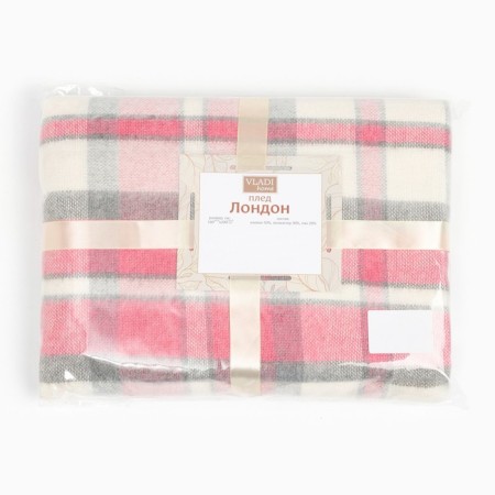London plaid 140x200cm, white/gray/pink, cotton 50%, polyester 30%, pan 20%-3