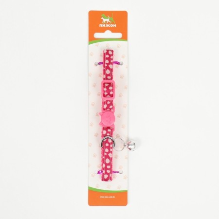 Fly collar with buckle in the shape of a cat, width 1 cm, pink-7