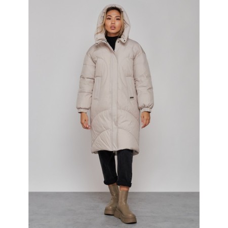 Coat insulated winter female, size 50, light-gray color-7