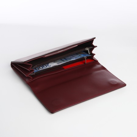 Women's wallet on a magnet, burgundy color-3