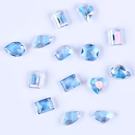 Decorative pebbles for creativity, set of 15 pcs., The color is light blue, stones: from 6 to 14 mm