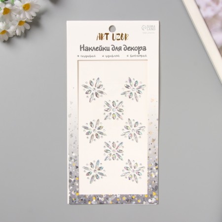 Stick plastic rhinestones for hair "Flower scattering" silver 25x13 cm
