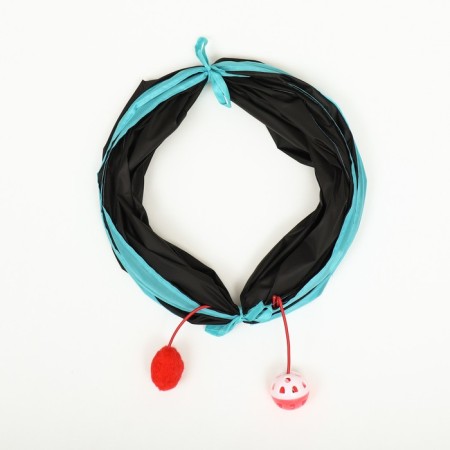 Tunnel for cats with a toy, 50 x 25 cm, black/blue-5