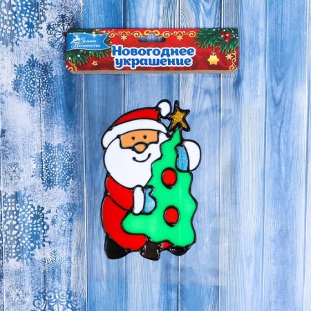 Santa Claus with a Christmas tree 9x14 cm-2
