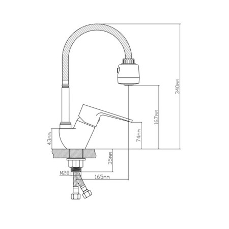 BouOU B8282-10F-E025 kitchen mixer, flexible surge, triumphant aerator, brass, chrome 1028562-4