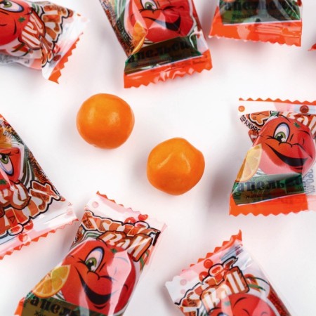 Chewing gum "with NG 2025!" With filling and aroma of orange, 50 g.-1