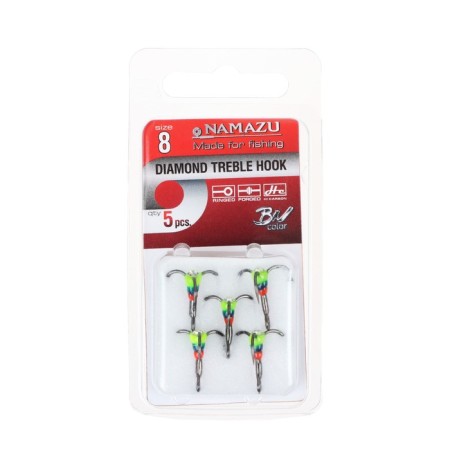 Namazu traffic tribe hook, with a drop and stone, 8 (int), RYB color, in a package of 5 pcs.
