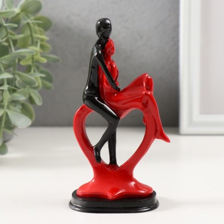Polystone souvenir "Lovers in heart with rhinestones" Red-black 12.5x6.5x4.5 cm-2