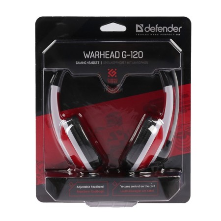 Headphones Defender Warhead G-120, game, full-size, microphone, 3.5mm, 2 m, black and red-8