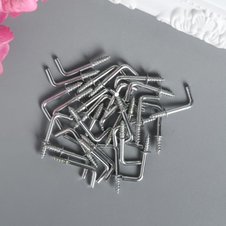 Metal hook (set 40 pcs) silver 2.5x0.5 cm, mix