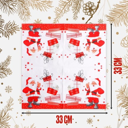 Paper napkins "Santa Claus and Gifts", 33x33 cm, set 20 pcs.-1