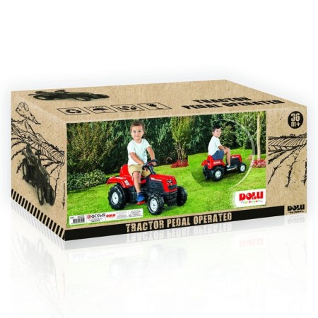 Pedal tractor DOLU RANCHERO, klaxon, red color-1