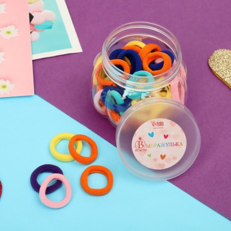 Hair elastic band "Poles" (set 50 pcs) Assorted, 2 cm, mix