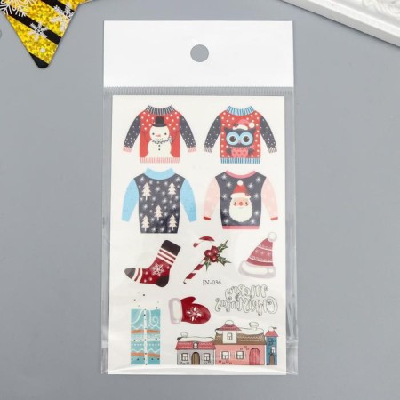 Tattoo on the body luminous "New Year's sweater" 12x7.5 cm-3