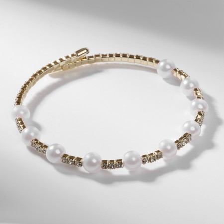 Bracelet Pearl "Noel" ball No. 4, white color in gold, d = 6 cm-1