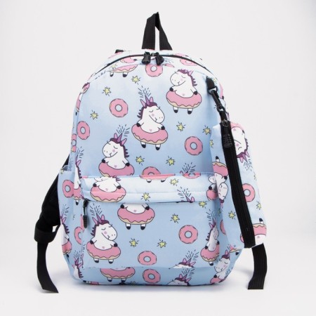 School backpack from lightning textiles, external pocket, pencil case, blue color