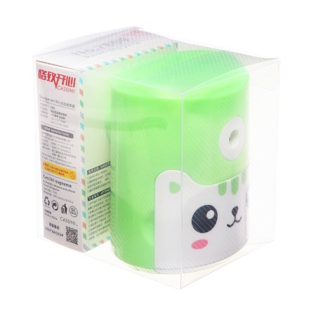 Mechanical sharpener with container, green cat-8
