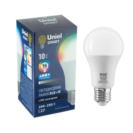 LED lamp with IR Sensor Uniel, A60, 10 W, E27, Matova, RGB