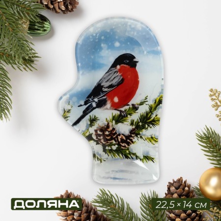 The dish New Year's glass serving shares “Mitten. Bullfigure ”, 22.5 × 14 cm